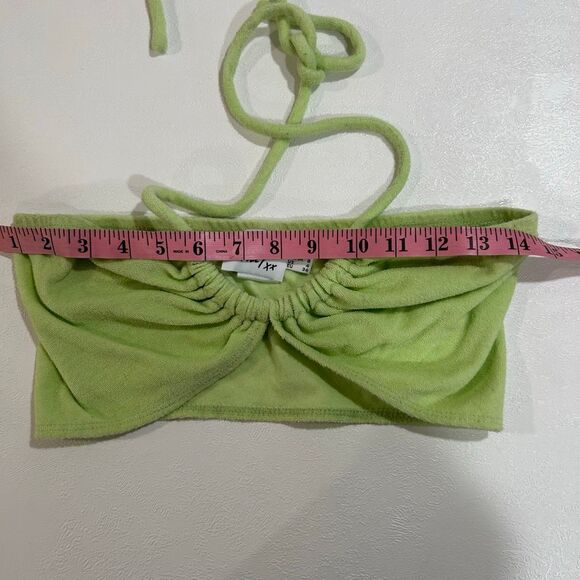 Princess Polly Clarke Top Green Size 4 Terry Halter Crop Y2K - Picture 6 of 7